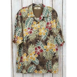 Tommy Bahama‎ Mens Size Large Hawaiian Shirt 100% Silk Short Sleeve Button Front